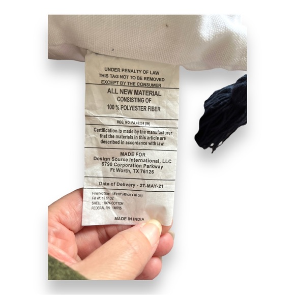 Our Happy Place 18” x 18” Decorative Throw Pillow by Two Threads in White & Navy - Picture 7 of 7